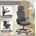 Ergonomic Mesh Office Chair, High Back Computer Desk Chair with Adjustable Lumbar Support & Headrest, Swivel Task Chair with Flip-Up Armrests for Home & Office (English, Dark Grey)