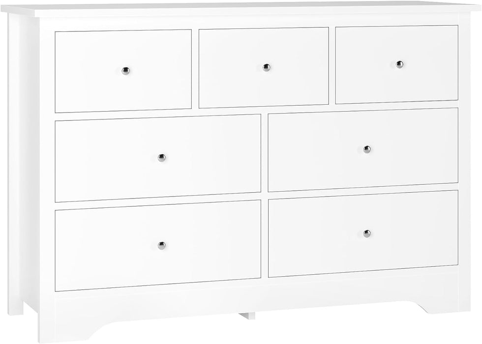 White Dresser with 7 Deep Drawers