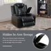 Leather Power Recliner Sofa Set with LED, Living Room Furniture Set, Leather Sofa Set with USB Port Storage Console Cup Holder (Power Reclining Sofa Set, Black)