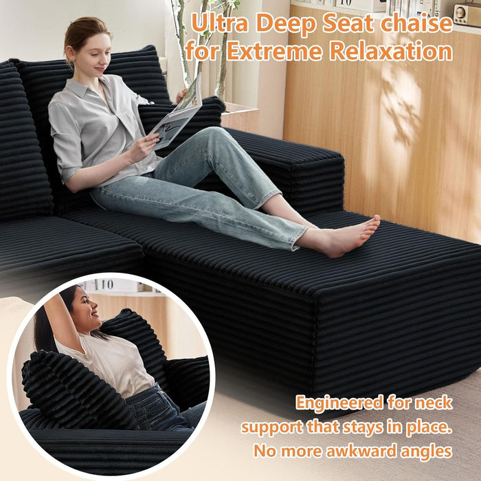 96 Inch Black PremiumQuality Modular Sectional Sofa