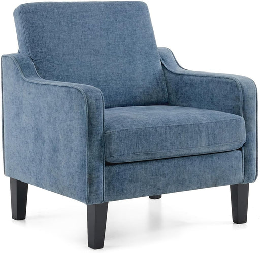 Navy Blue Chenille Mid Century Upholstered Armchair