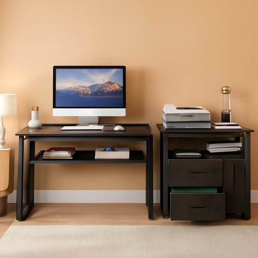  Gray L-Shaped Desk, 55", Storage