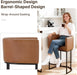 24" Counter Height Bar Stools Set of 4, Modern Barrel Counter Stools with Backrest and Arms, Faux Leather Upholstered Accent Barstools with Metal Legs for Kitchen Island,Brown