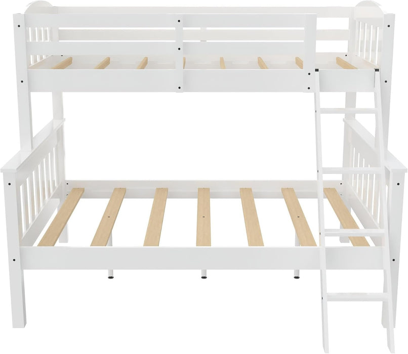 Airlie Twin over Full Bunk Bed, White, Wood Construction, Converts to Twin/Full, 4-Step Ladder, Guard Rails