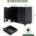 Black IndustrialGrade SolidWood File Cabinet On Wheels