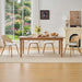 Rattan Dinner Chairs Set of 4 with Faux Leather Cushion, Modern Dining Room Chairs W/Adjustable Foot Pads, Kitchen Boho Chairs Mid Century Upholstered, White