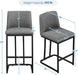 Counter Height Bar Stools 24'' Bar Stools Set of 2 Leather Bar Chairs Modern Upholstered Barstools with Back for Kitchen Counter Gray