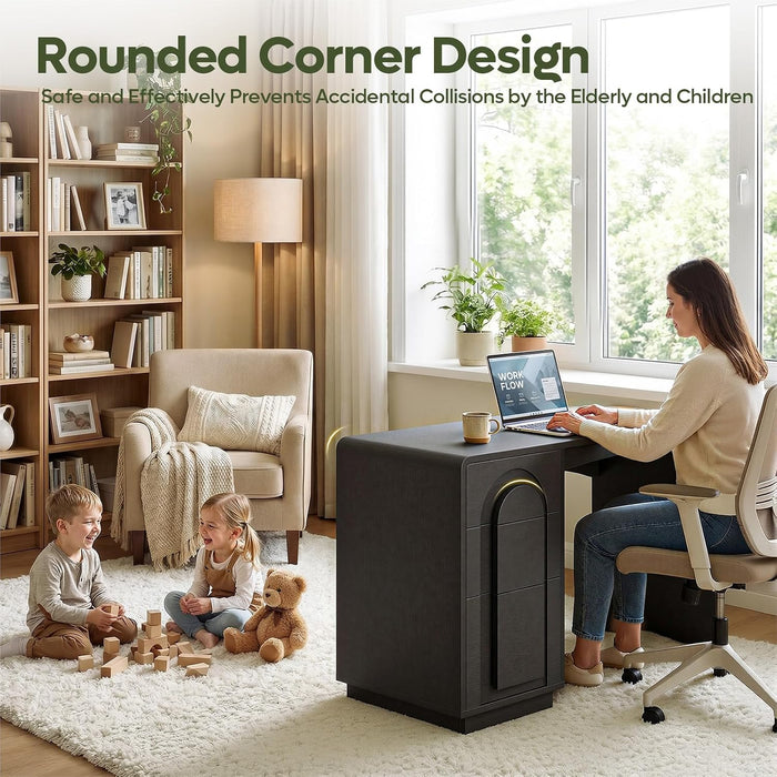 47" Computer Desk with 3 Drawers, Executive Style, Black