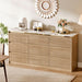 Fluted Dresser for Bedroom with 9 Drawers,62.99" Modern Chest of Drawers with Faux Marble Top, Curved Profile Design,Dresser TV Stand, Wood Drawer Organizer for Living Room, Hallway, Wood