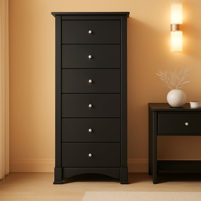 Sonoma 6 Drawer Dresser for Bedroom, Tall Chest of Drawers, Bedroom Furniture, Clothes Storage and Organizer, 19" D X 23.25" W X 52.75" H, Black