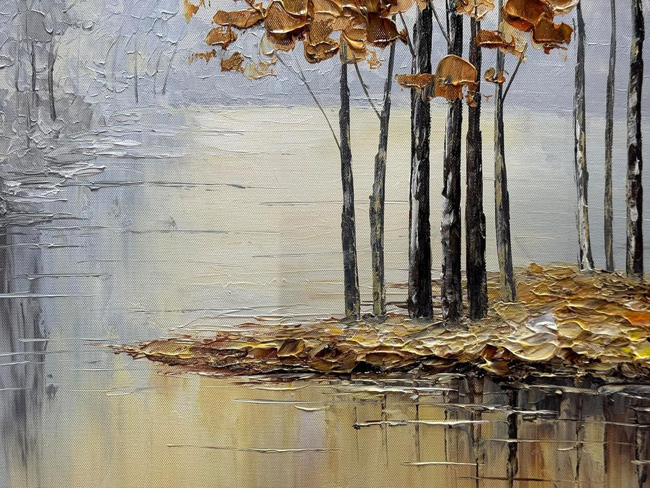 Framed 24X36 Inches Hand-Painted Oil Landscape Painting on Canvas, Living Room Wall Art