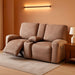 Reclining Love Seat with Middle Console Slipcover, 8-Piece Velvet Stretch Loveseat Reclining Sofa Covers, 2 Seat Love Seat Recliner Cover, Thick, Soft, Washable, Love Seat Slipcovers (Sand)