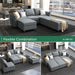 Bluish Grey Transformable Sleeper Sofa With Storage