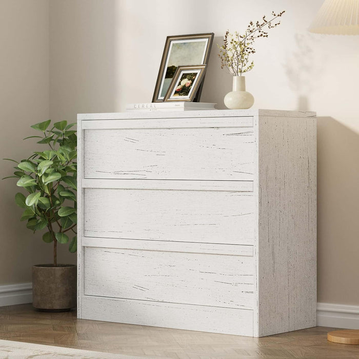 3 Dresser for Bedroom, 30.5" Tall Dresser, Freestanding Vertical Drawer with Storage, Wooden Closet Chest Storage for Living Room, Hallway, Entryway, White