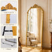 69"X28" Antique Gold Arched Vintage Floor Mirror with Carved