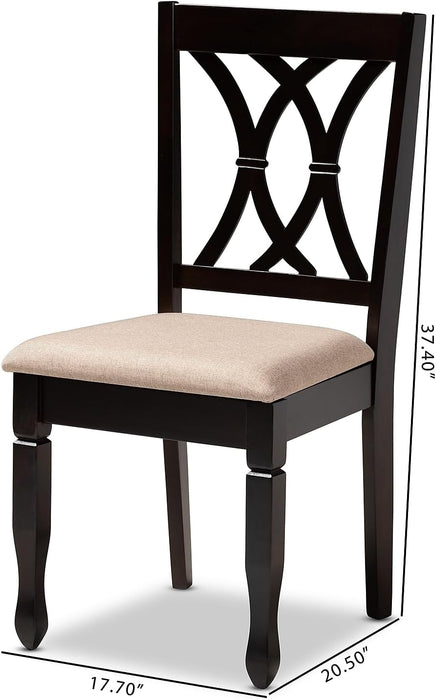 Reneau Contemporary Fabric Dining Chair, Sand Brown and Espresso, 4/Pack (153-4P-9403-Hit)