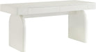 White Desk with Drawers, 63-Inch Modern Executive Office Desk, Glossy Elegant Work Study Writing Table for Home Office, Cream White
