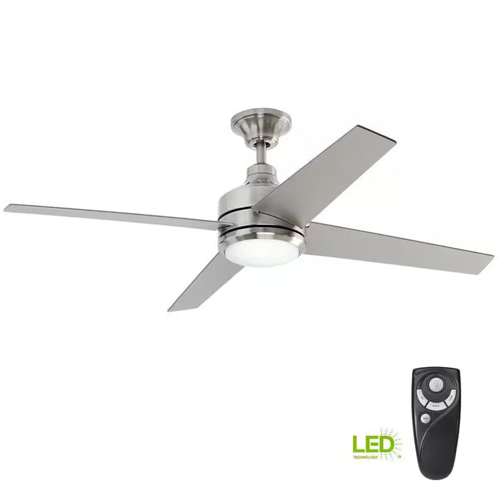 Mercer 52 In. LED Indoor Brushed Nickel Ceiling Fan with Light Kit and Remote Control