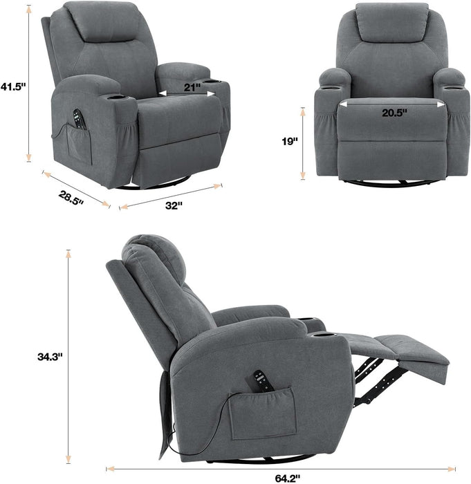 Rocking Recliner Chair with Massage & USB