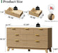 Fluted Dresser with 7 Drawers, 58" Wide Modern Chest of Drawers with Metal Handle, Wooden Dresser TV Stand, Wood Closet Clothes Storage Organizer for Bedroom, Living Room, Hallway, Natural Oak