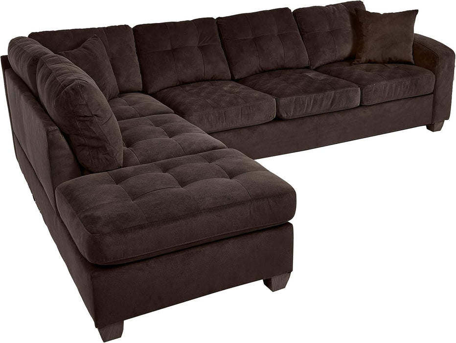 Emilio 2-Piece Reversible Sectional Sofa - Chocolate