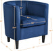 Deluxe Blue Velvet Upholstered Barrel Armchair Set
