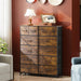 Tall Dresser for Bedroom with 12 Drawers, Dressers & Chests of Drawers, Fabric Dressers for Closet, Storage Dresser Organizer with Steel Frame, Wood Top, Rustic Brown Wood Grain Print