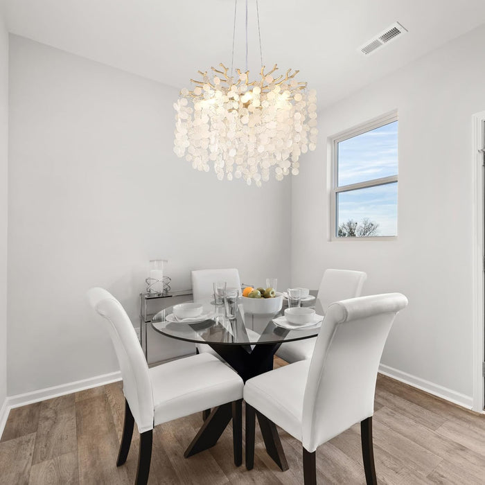 18-Inch Coastal Chandelier 6-Light Gold Tree Branch Crystal Chandelier