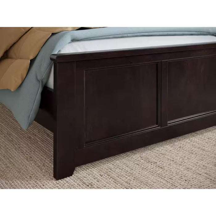 Charlotte Espresso Black Solid Wood Frame Twin Low Profile Platform Bed with Matching Footboard