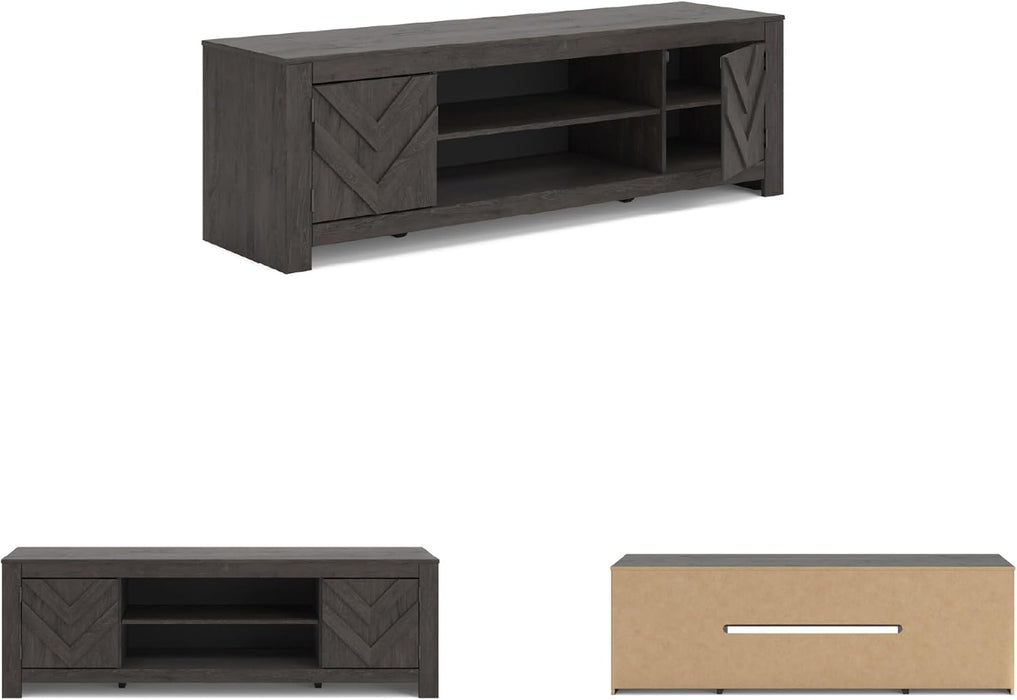 Cayboni Casual 71" TV Stand for Tvs up to 81" with 2 Cabinets, Adjustable Shelves and Fireplace Option, Black