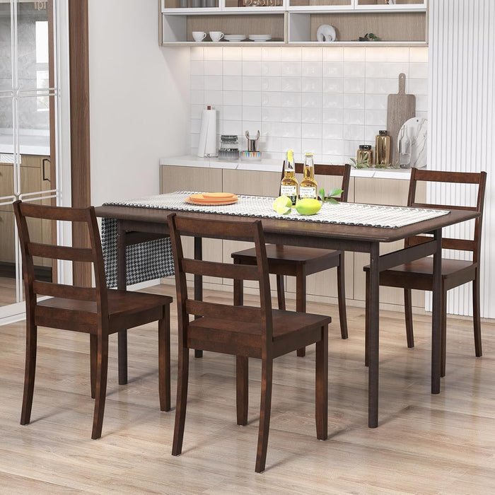 Walnut Wood Dining Chairs Set of 4, Armless Kitchen Chairs with Solid Rubber Wood Legs, Non-Slip Foot Pads, Max Load 400 Lbs, Farmhouse Seat High Ladder Back Dining Room Chairs