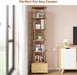 5-Tier Wood Rotating Bookshelf with Drawer & Lockable Wheels, Natural