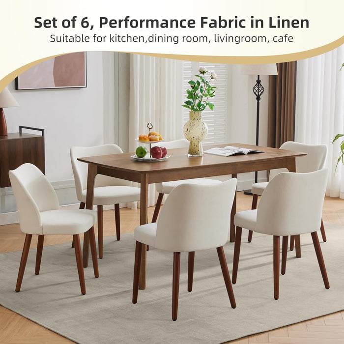 Wooden Dining Chairs Set of 2, Upholstered Dining Room Chair, Modern Fabric Farmhouse Dinner Chair with Sturdy Wood Legs for Restaurant & Kitchen, Cream White