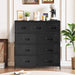 9-Drawer Dresser for Bedroom, Anti-Tip Tall Storage Organizer Chest of Drawers with Wooden Top and Metal Frame Fabric Bins for Closet, Living Room, Hallway, Entryway, Black