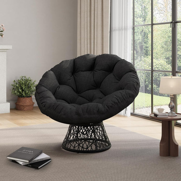 Papasan Chair 40 Inch All Black Ergonomic Comfortable