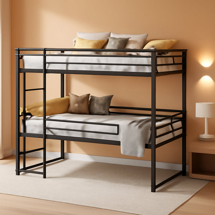 Triple IndustrialGrade Twin Bunk Bed With Guardrails