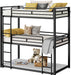 Triple IndustrialGrade Twin Bunk Bed With Guardrails