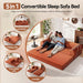79 Inch Convertible Sofa Bed Orange CorduroyPillows