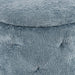 Erindale round Storage Ottoman, 18.75 Inch Diamond Tufted, Plush Lined Interior, Sky Blue