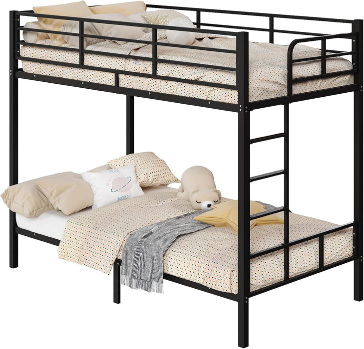 Black Twin Over Twin ReinforcedSteelFrame Bunk Bed