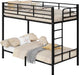 Black Twin Over Twin ReinforcedSteelFrame Bunk Bed