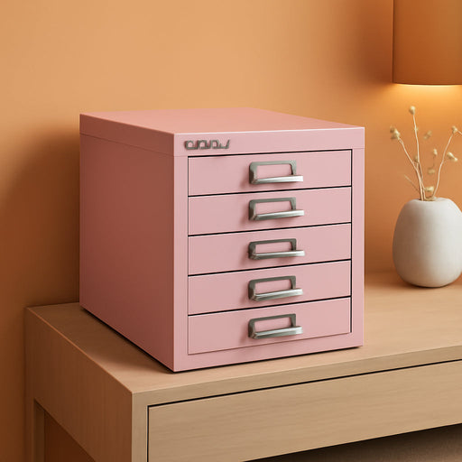 5-Drawer Steel Multidrawer Cabinet - Palest Pink