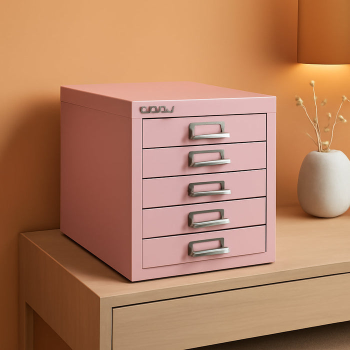 5-Drawer Steel Multidrawer Cabinet - Palest Pink