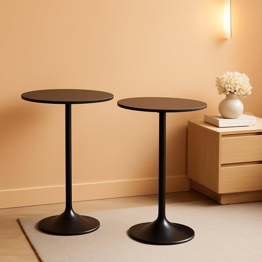 Round Bar Table 40" Height Modern High Top Pub Table with Solid Top & Sturdy Metal Base, Cocktail Table for Bistro, Home, Kitchen or Dining Room (2, Black)