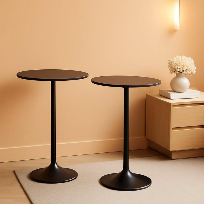 Round Bar Table 40" Height Modern High Top Pub Table with Solid Top & Sturdy Metal Base, Cocktail Table for Bistro, Home, Kitchen or Dining Room (2, Black)