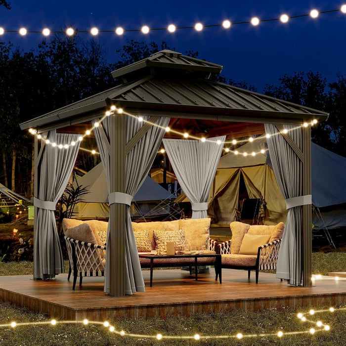10x10 Ft HeavyDuty Weatherproof Gazebo AllSeason Backyard