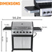 6 Burner Propane Gas Grill, 60,000 BTU Outdoor BBQ Grill with Cast Iron Cooking Grates, Stainless Steel Warming Rack, Built-In Thermometer, Electronic Ignition, Side Shelves, Storage Cabinet