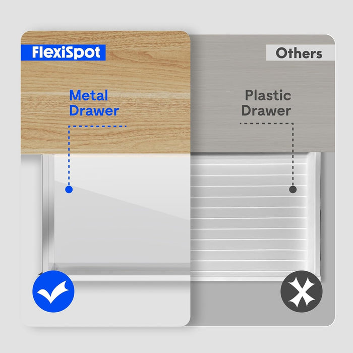 Comhar Electric Standing Desk with Drawers Charging USB Port, Height Adjustable 48" Whole-Piece Quick Install Home Office Computer Laptop Table with Storage (Maple Top + White Frame)