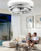 20" Low Profile Ceiling Fan with Light and Remote, Dimmable LED Flush Mount Ceiling Fan, 6 Speeds, White Modern Design for Bedroom/Living Room （Black-Crystal）