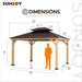 Hardtop Gazebo 11' X 13' Cedar Framed Wood Gazebo with Brown Double Steel Hardtop Roof Permanent Canopy for Garden, Backyard Shade